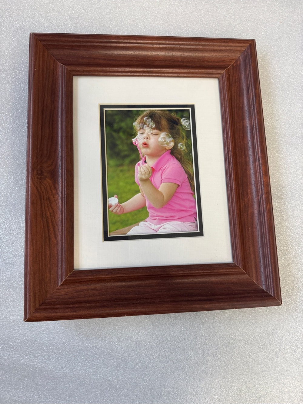 Classic Woodtone Picture Frame with White Mat - Brown 5x7 picture frame